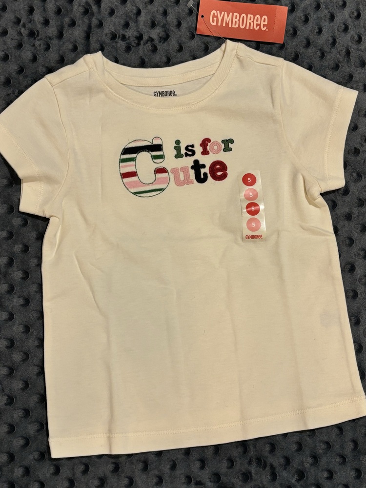 NWT Gymboree prep School ABCs Embroidered "C Is For Cute" ivory Cream Tee Top 5